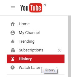 YouTube menu