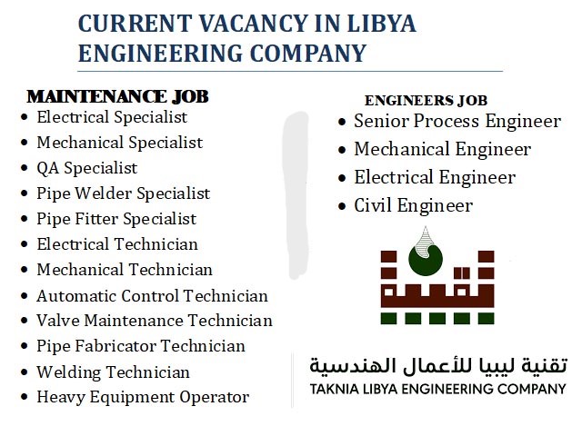 CURRENT VACANCY FOR ENGINEERING COMPANY IN LIBYA