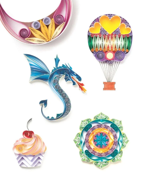 colorful design examples in Quilling 20 Beautiful Designs quilling book