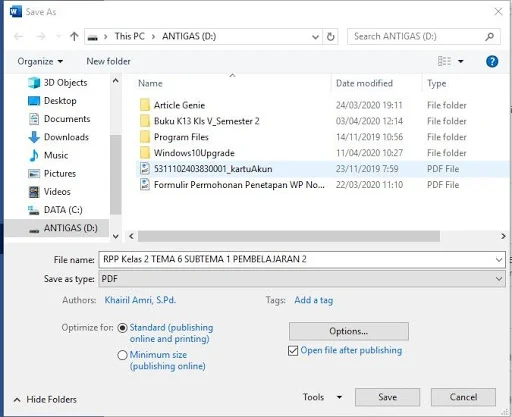 Cara Membuat File PDF Dari Word - Mahir Leptop