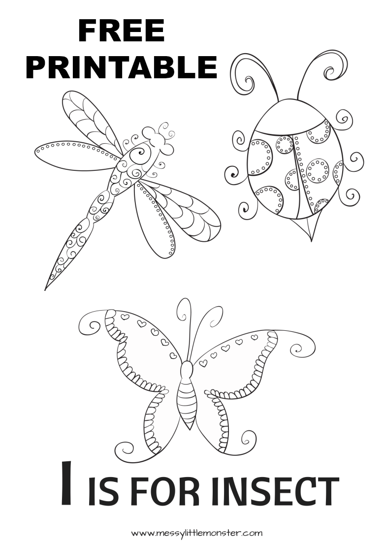 Download I is for Insect Colouring Page - Messy Little Monster