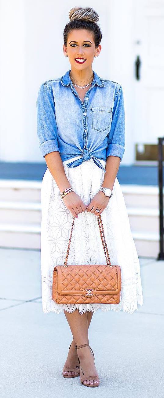 retro style obsession: shirt + skirt + heels