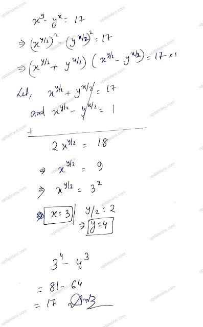 x^y - y^x = 17 find x and y where x and y is positive integer