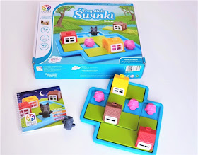 opakowanie i zawartość logicznej gry planszowej dla dzieci Trzy małe świnki granna