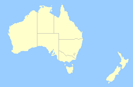 Map of Australia and New Zealand coloured