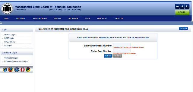 MSBTE Winter Exam Hall Ticket 2020 Released, Get Direct Link Here, Download at MSBTE.co.in