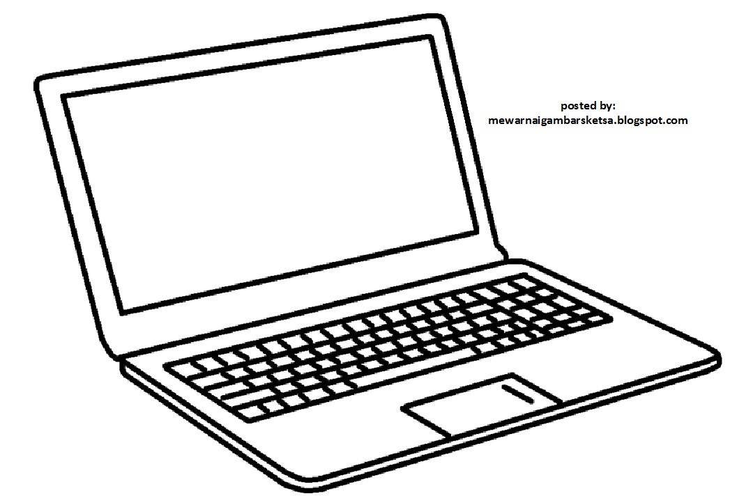  Mewarnai  Gambar  Mewarnai  Gambar  Sketsa Laptop Komputer  1