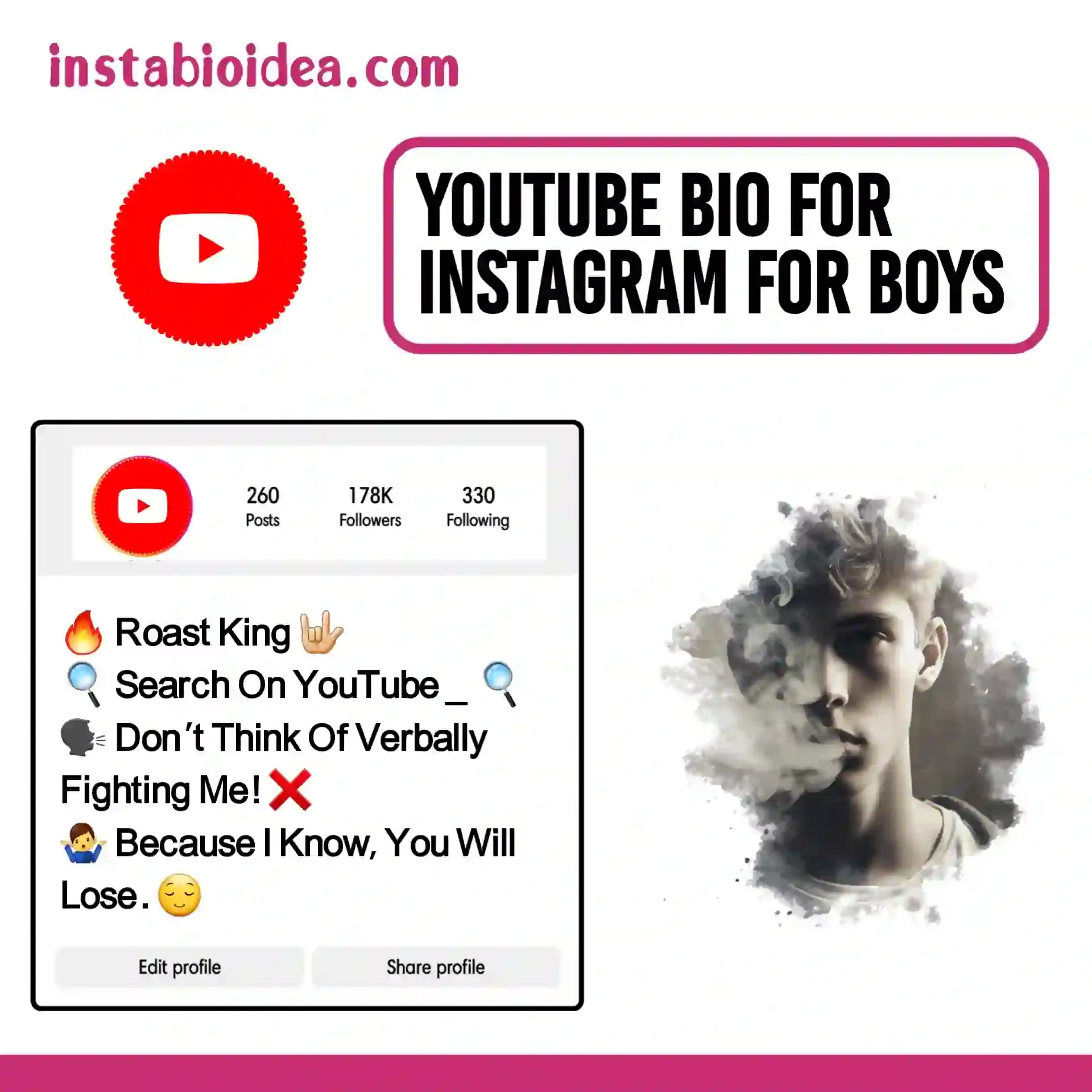 youtube bio for instagram for boys image