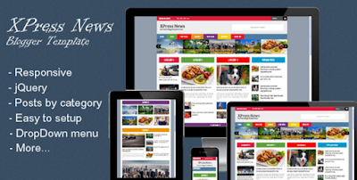 XPress News Responsive Blogger Template ,  download gratis template xpress news premium