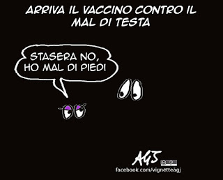 mal di testa, vaccino, mariti, mogli, sesso, umorismo, vignetta