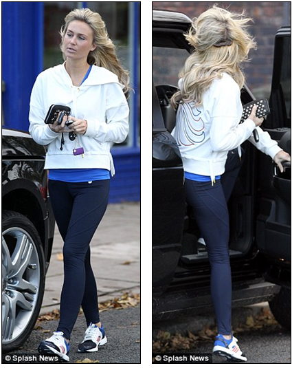 Unfortunate Alex Gerrard was caught out by a gust of wind as she left the