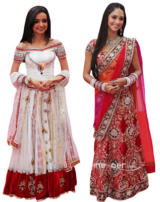 white and red leghna dress
