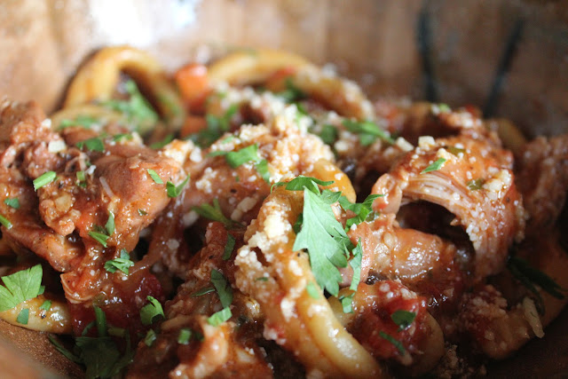 Chicken cacciatore at Sweet Basil, Needham, Mass.