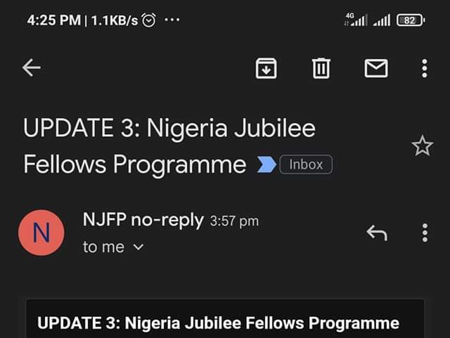 Just In: Nigeria Jubilee Fellows Programme begin sending Message to Applicants