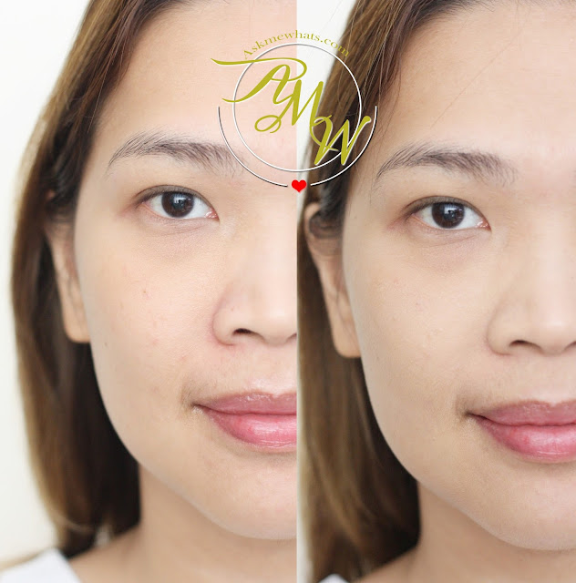 before and after photo of Benefit POREfessional Pore Minimizing Makeup  shade 2.