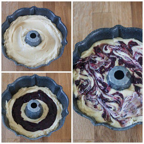 Marbled Blueberry Bundt Cake with Lemon Glaze