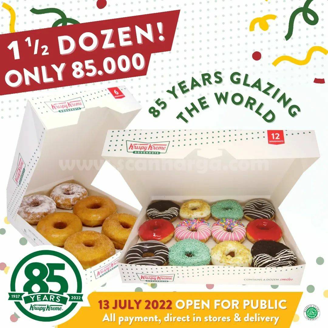 Promo Krispy Kreme Anniversary Ke-85 - Harga Spesial 1,5 Lusin Donat Cuma 85K