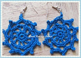 crochet ear ring, free crochet pattern, jewellery, doiley ear ring, anchor knitting cotton, red rose knitting cotton
