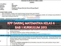 Download RPP Daring 1 Lembar Matematika, Bab 1 Kelas 6 Semester 1