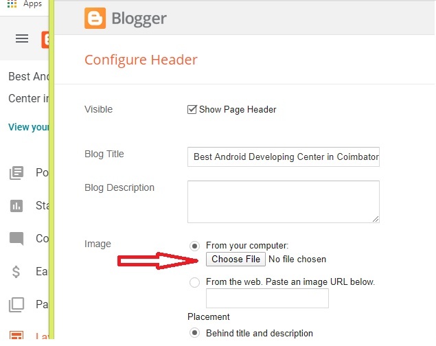 How to set Logo option on Blogger