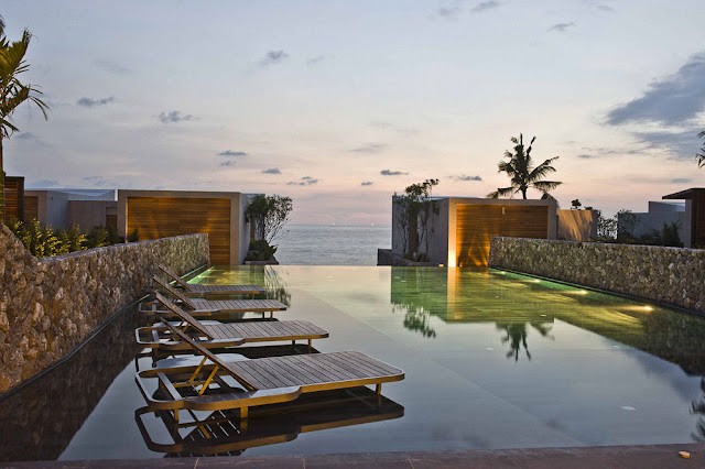 Swimming pool with the ocean view 