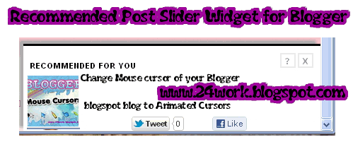 Recommended Post Slider Widget for Blogger with Twitter / Facebook share button