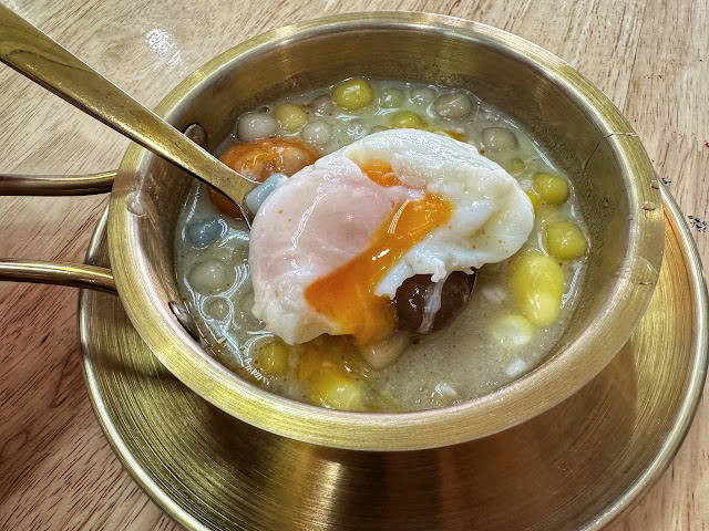 bua loi traditional Thai dessert with a soft-boiled egg and salted egg yolk