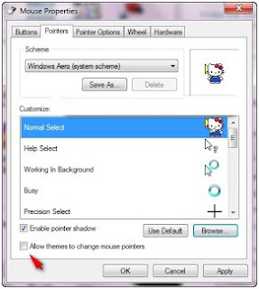 Cara install dan mengubah kursor mouse di windows 7 dengan kursor animasi kartun