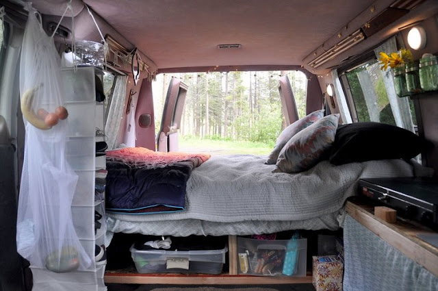 bed in campervan