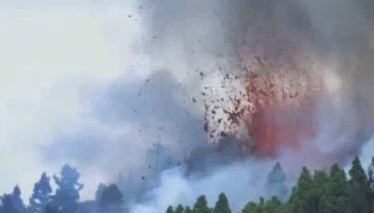 El vídeo de la erupción del Volcán de Cumbre Vieja en la isla de La Palma, islas Canarias
