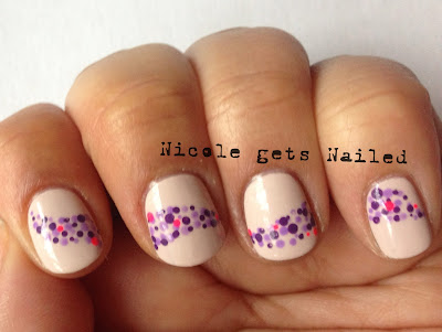 Purple with Neon Pink Dotticure Polka Dots Nails