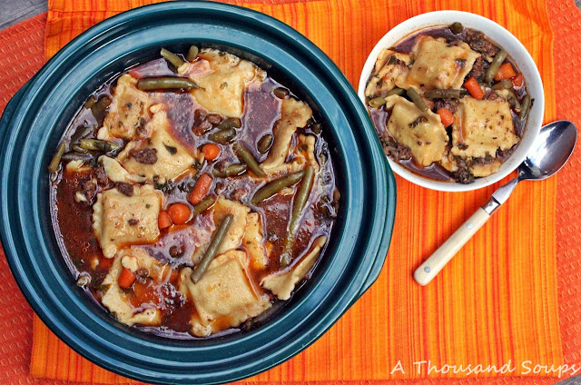 Slow Cooker Beef Ravioli Soup