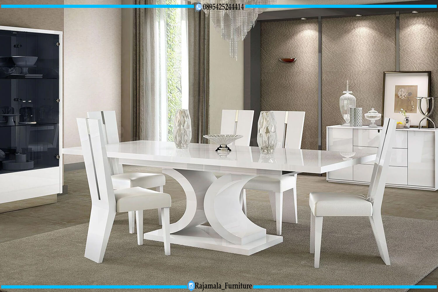 Meja Makan Minimalis Putih Duco Glossy Elegant Item RM-1029