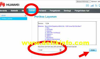 Menu USSD melihat data internet di Huawei