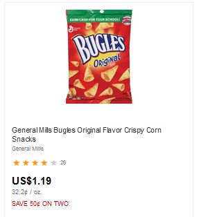 Cheap Bugles Corn Snacks at CVS 7/5-7/11