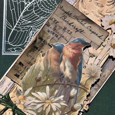 Sara Emily Barker https://sarascloset1.blogspot.com/2019/05/for-love-of-birds-vintage-card-for.html For the Love of Birds Vintage Card Tim Holtz Sizzix 3D Embossing  Ideaology Collage Paper & Ephemera 4