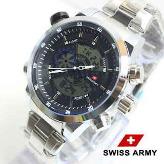 Swiss army Double time silver list Hitam