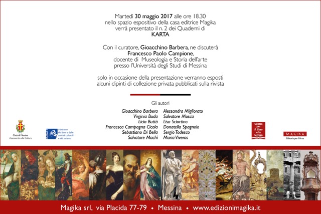 MAGIKA PRESENTA "I QUADERNI DI KARTA". IN MOSTRA DIPINTI DI MINNITI E CASEMBROT