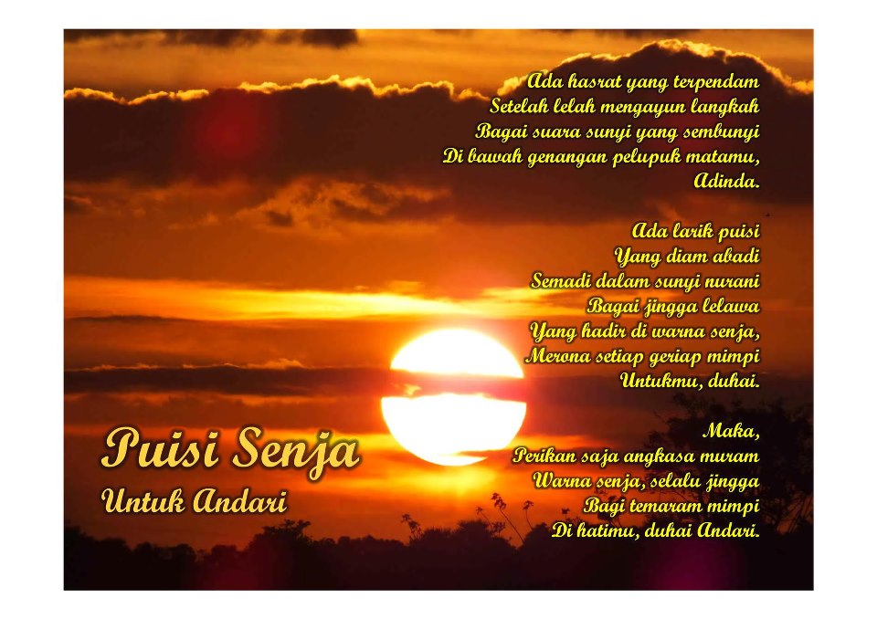  Puisi  Jenong Puisi  Senja  Untuk  Andari