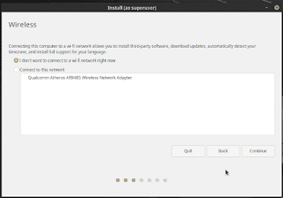 Linux Mint 19 Tara installation connect wi-fi network