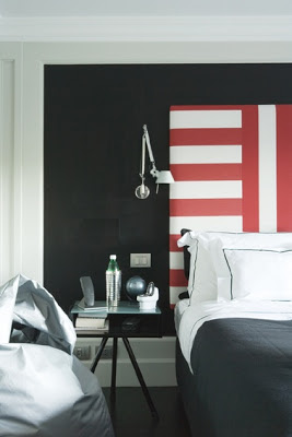 red and white striped headboard