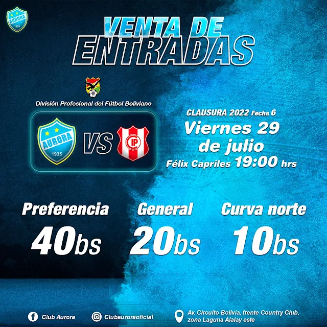 Venta de Entradas Aurora vs Independiente