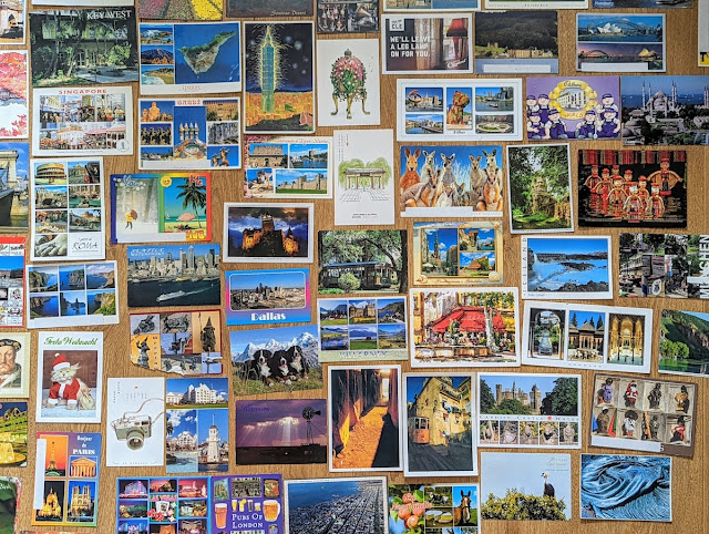 How to write a good postcard: collage of postcards