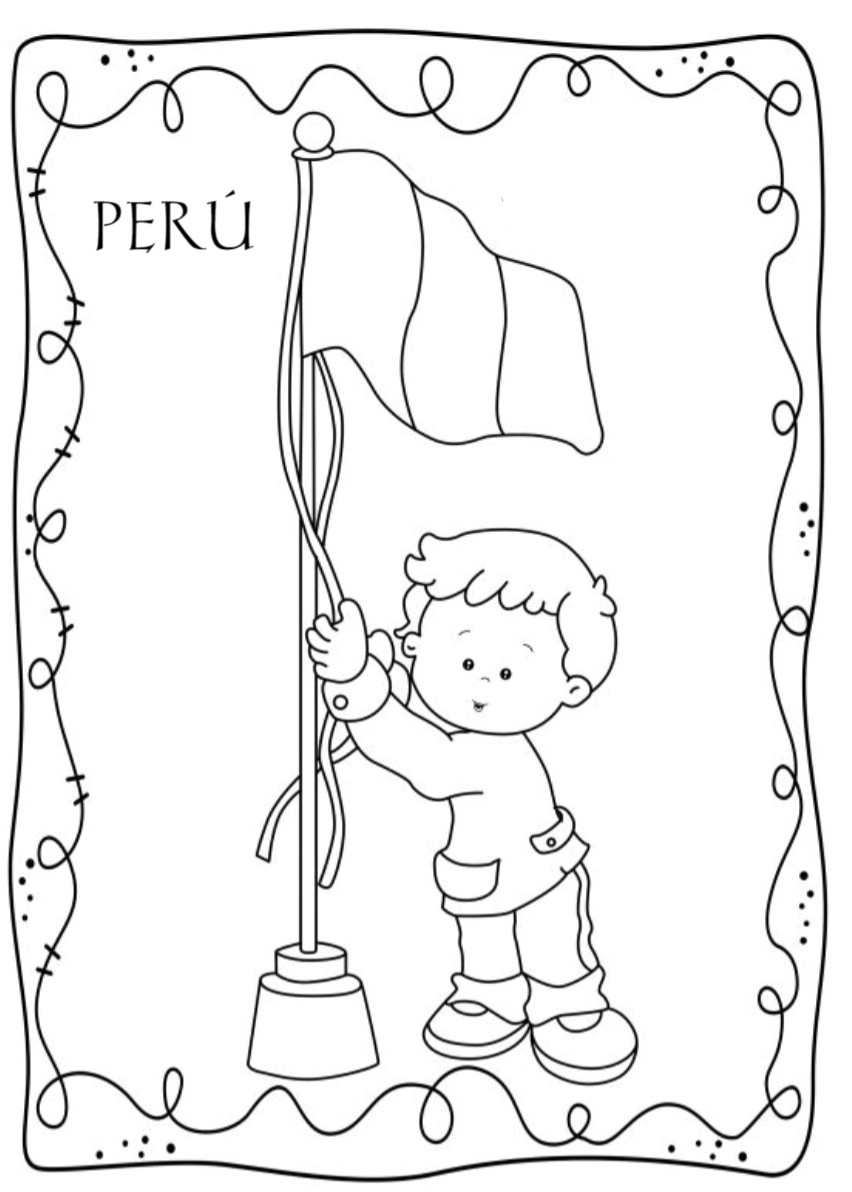 Dibujos día de la Bandera Peru 7 de Junio - Jugar y Colorear