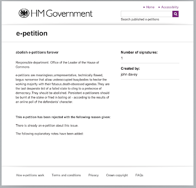 screenshot of e-petition site