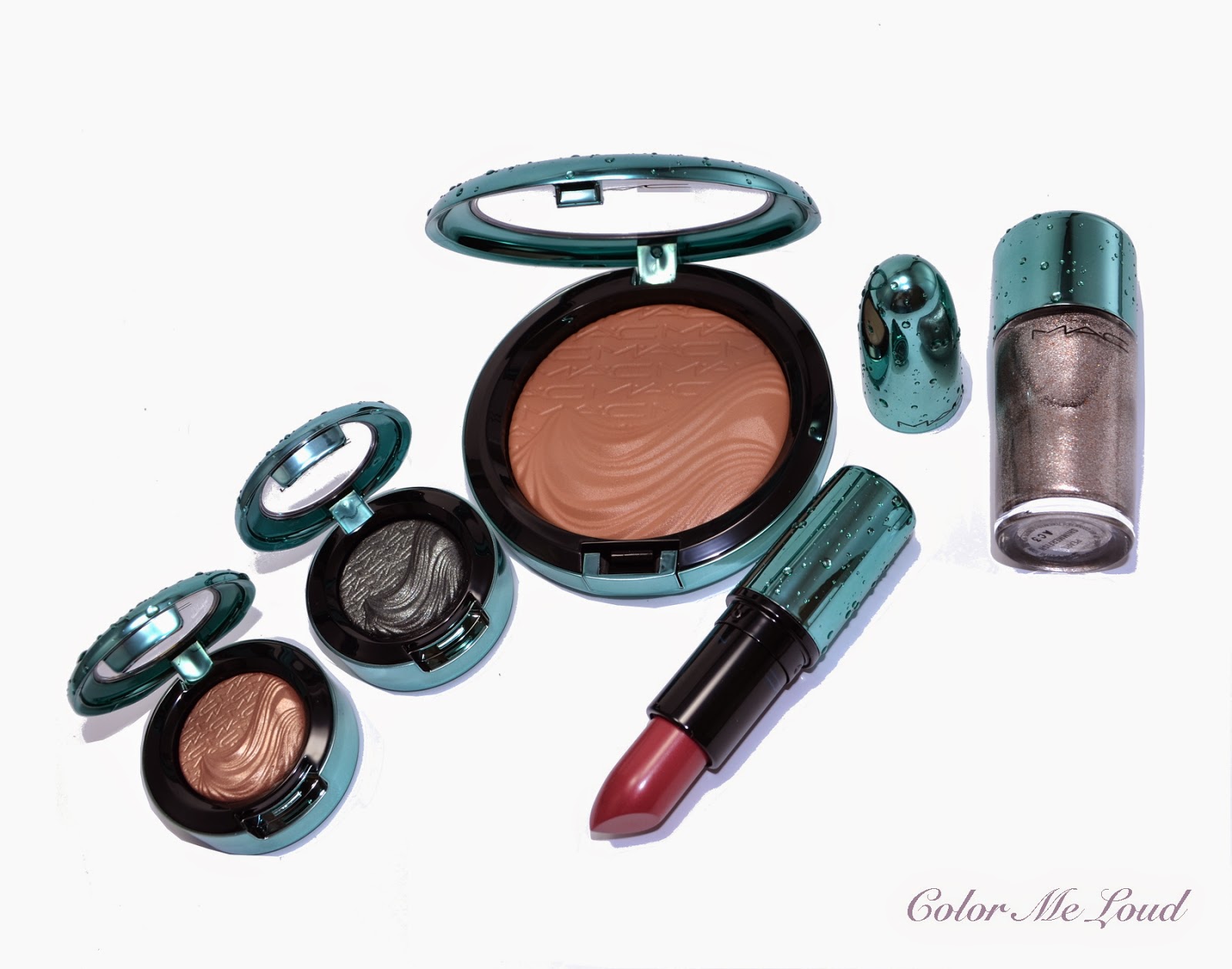 MAC Alluring Aquatic Collection, My Picks Part II, Swatches, Review & FOTD, Extra Dimension Bronzer in Aphrodite's Shell, Lipstick in Mystical, Eye Shadows Lorelei, Legendary Lure and Nail Polish Shimmerfish