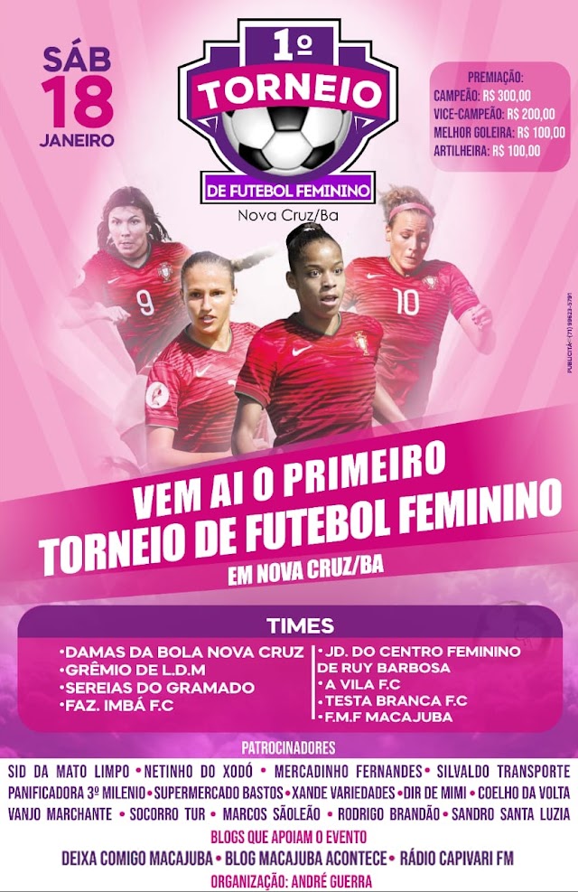 Vem aí o primeiro torneio de futebol feminino em Nova Cruz, no município de Macajuba