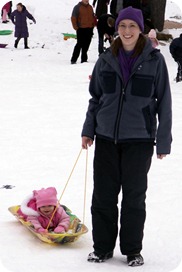 Elaine's first sledding trip