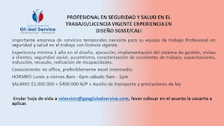 ➤ #Empleo como Professional en Seguridad en Salud en #Cali   |▷▶ #EmpleoCali ◀  #OfertaLaboral #TrabajoSiHay #FelizJueves