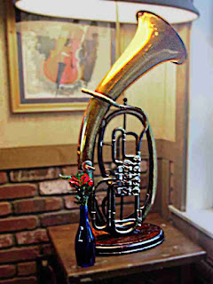a Wagner Tuba made into a lamp (c) David Ocker